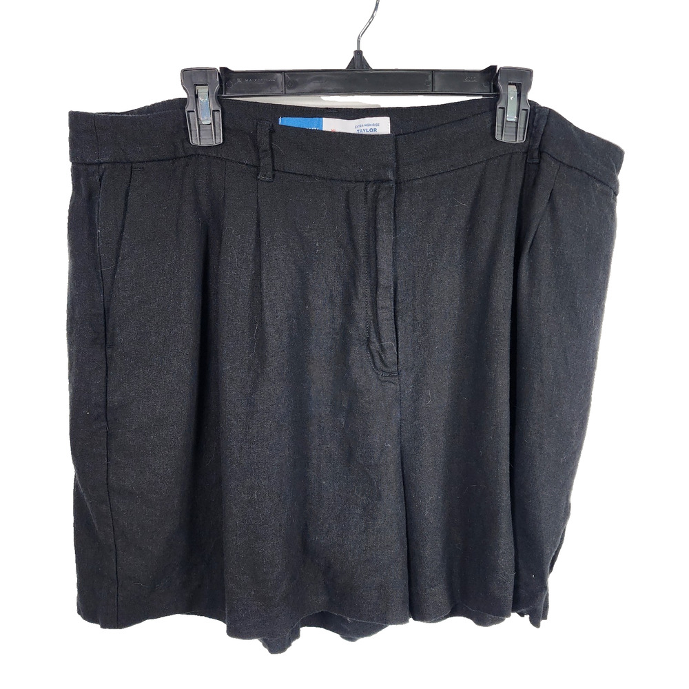 Old Navy Extra High Waisted Linen Blend Taylor Trouser Shorts 5 Inseam Black XL